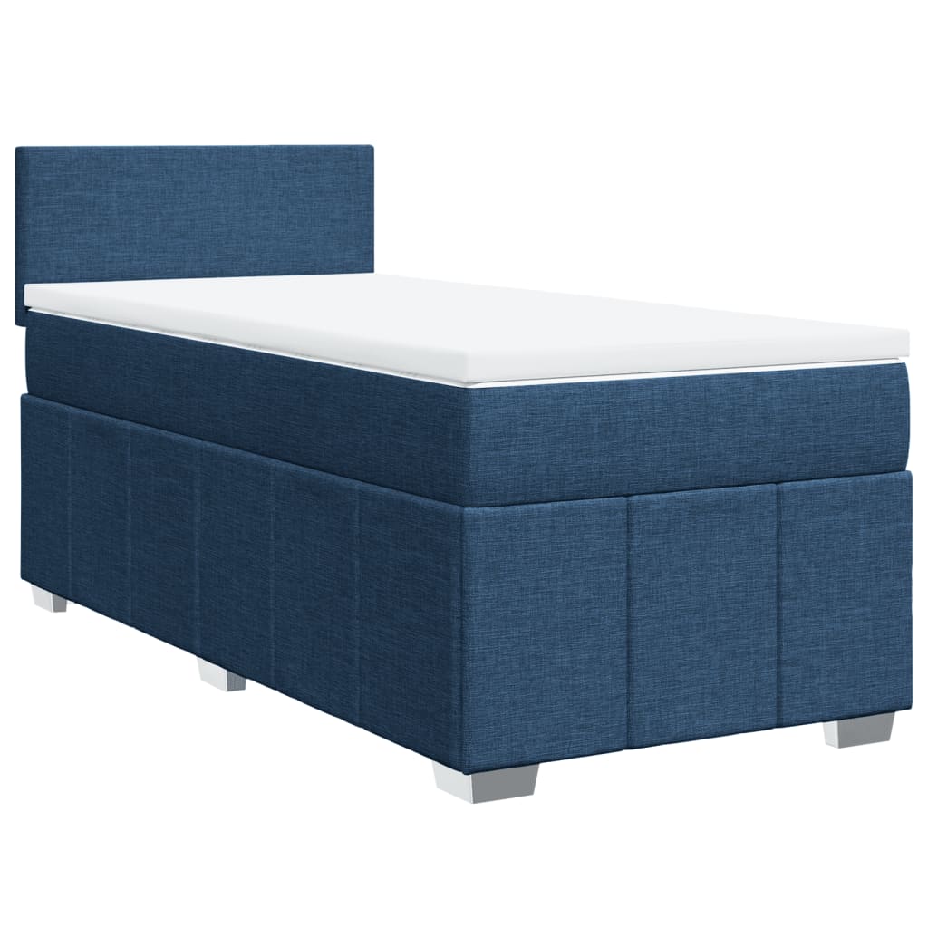 Slatted bed base with mattress Blue 90x190 cm Fabric