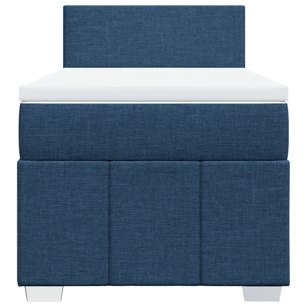 Slatted bed base with mattress Blue 90x190 cm Fabric