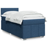 Slatted bed base with mattress Blue 90x190 cm Fabric