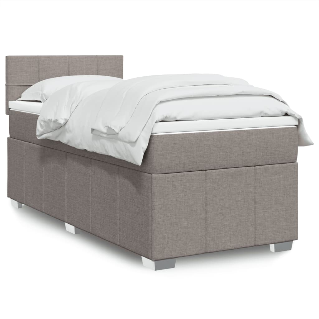 Slatted bed base with mattress Taupe 90x190 cm Fabric