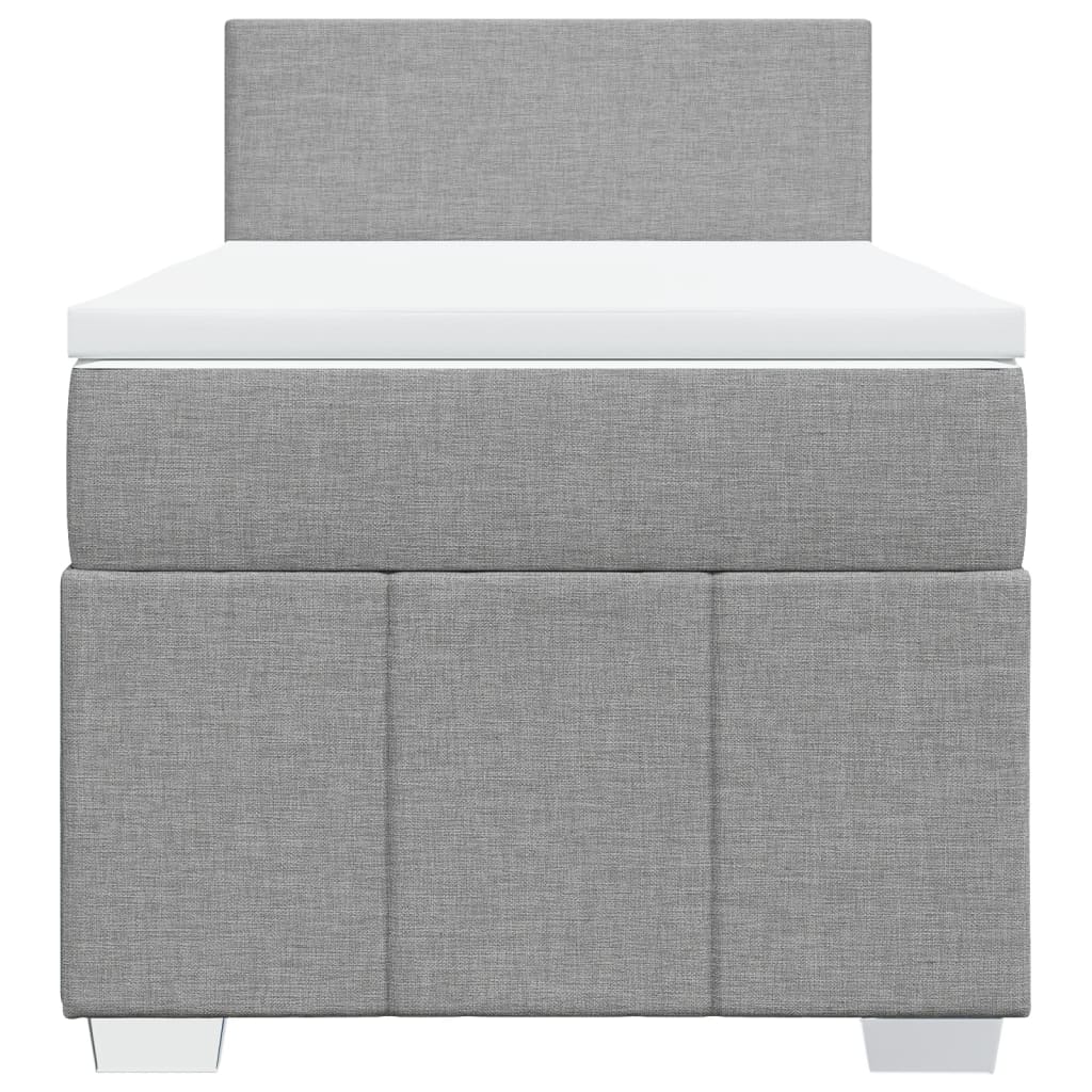 Slatted bed base with mattress Light grey 90x200 cm Fabric