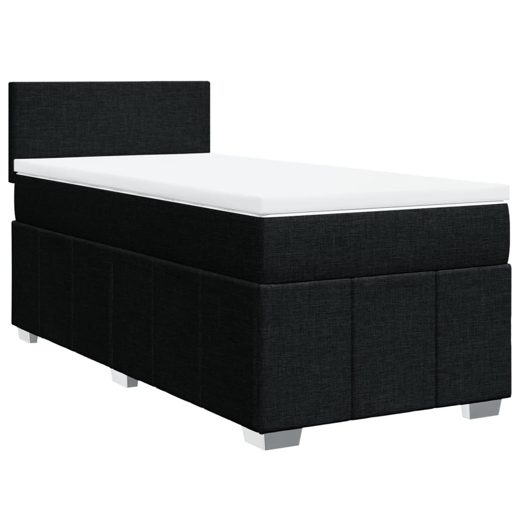 Sommier à lattes de lit avec matelas Noir 90x200 cm Tissu