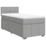 Slatted bed base with mattress Light grey 90x200 cm Fabric