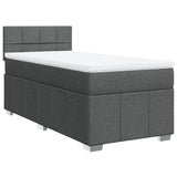 Sommier à lattes de lit avec matelas Gris foncé 90x200 cm Tissu