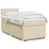 Bed slatted base with mattress Cream 90x200 cm Fabric