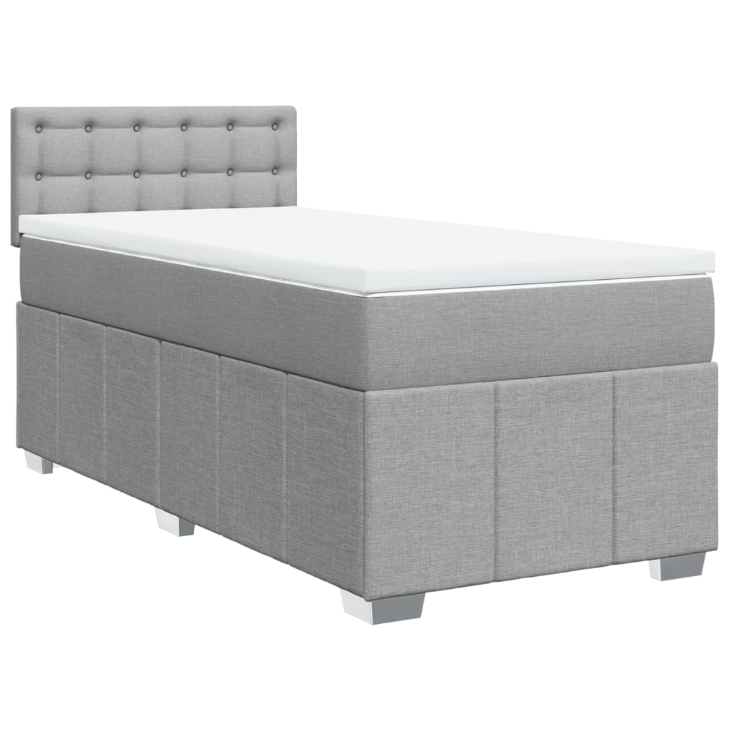 Slatted bed base with mattress Light grey 90x200 cm Fabric