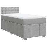 Slatted bed base with mattress Light grey 90x200 cm Fabric