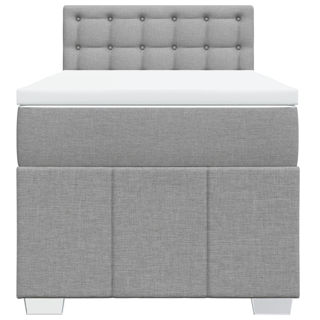 Slatted bed base with mattress Light grey 90x200 cm Fabric