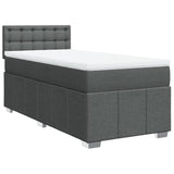 Sommier à lattes de lit avec matelas Gris foncé 90x200 cm Tissu