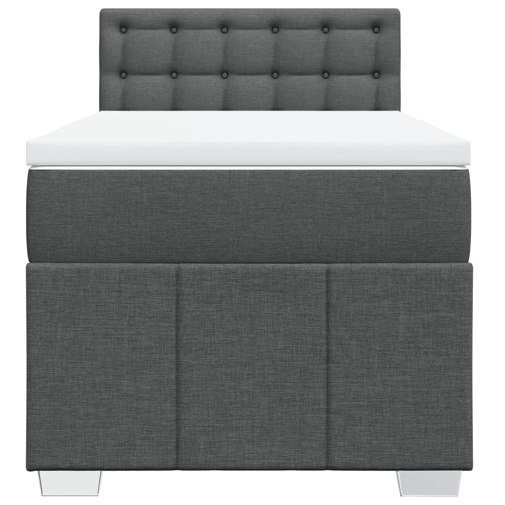 Sommier à lattes de lit avec matelas Gris foncé 90x200 cm Tissu