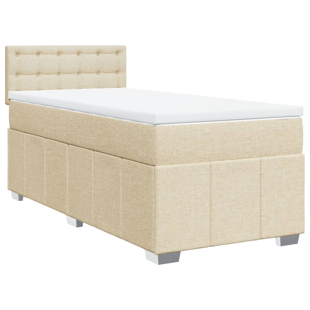 Sommier à lattes de lit avec matelas Crème 90x200 cm Tissu