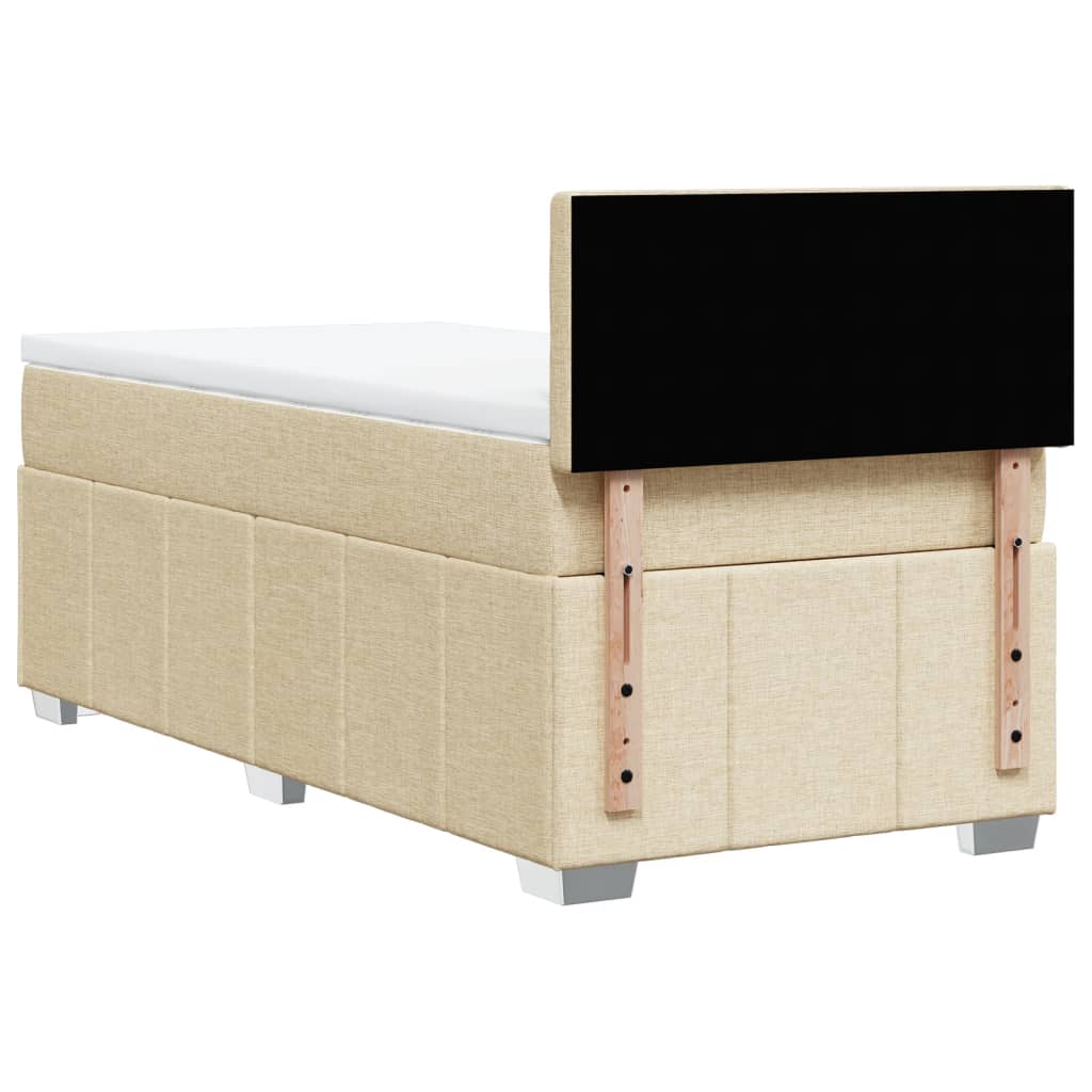 Sommier à lattes de lit avec matelas Crème 90x200 cm Tissu