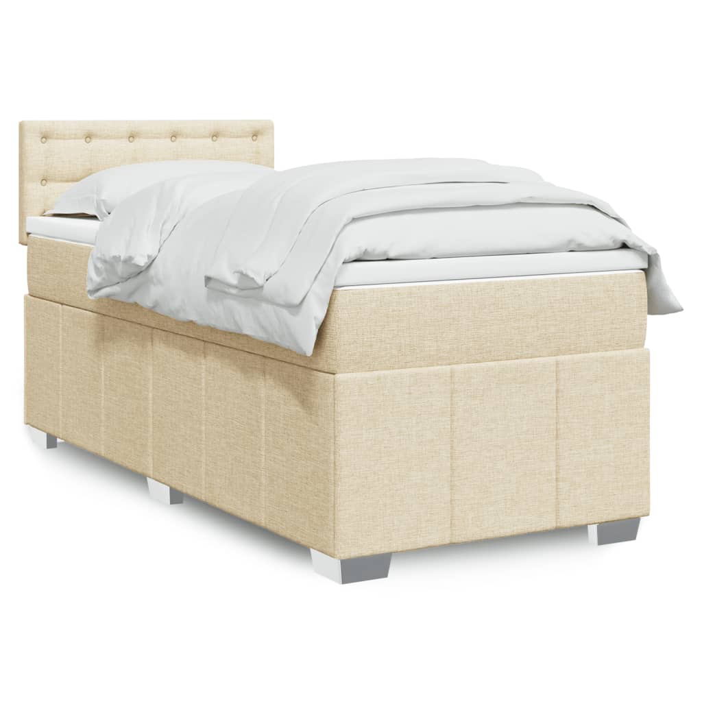 Sommier à lattes de lit avec matelas Crème 90x200 cm Tissu