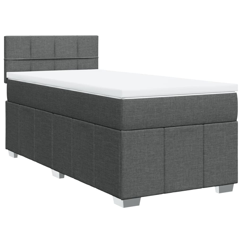 Sommier à lattes de lit avec matelas Gris foncé 100x200cm Tissu