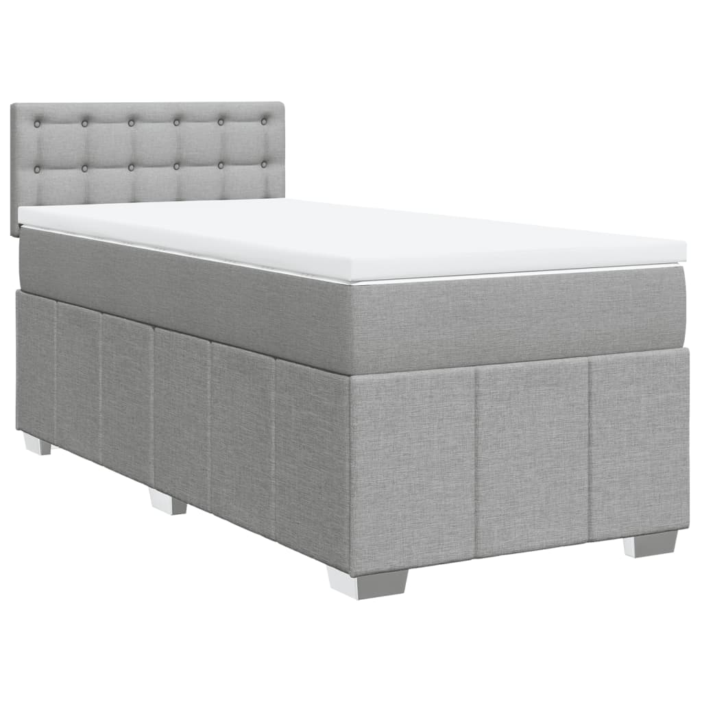 Slatted bed base with mattress Light grey 100x200cm Fabric