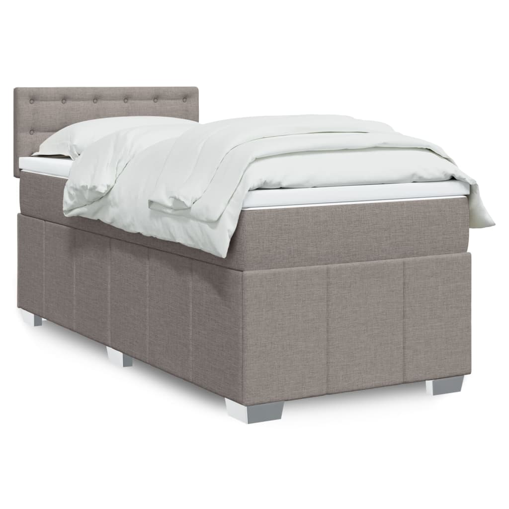 Sommier à lattes de lit avec matelas Taupe 100x200 cm Tissu