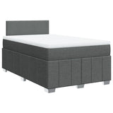 Slatted bed base with dark gray mattress 120x190cm fabric