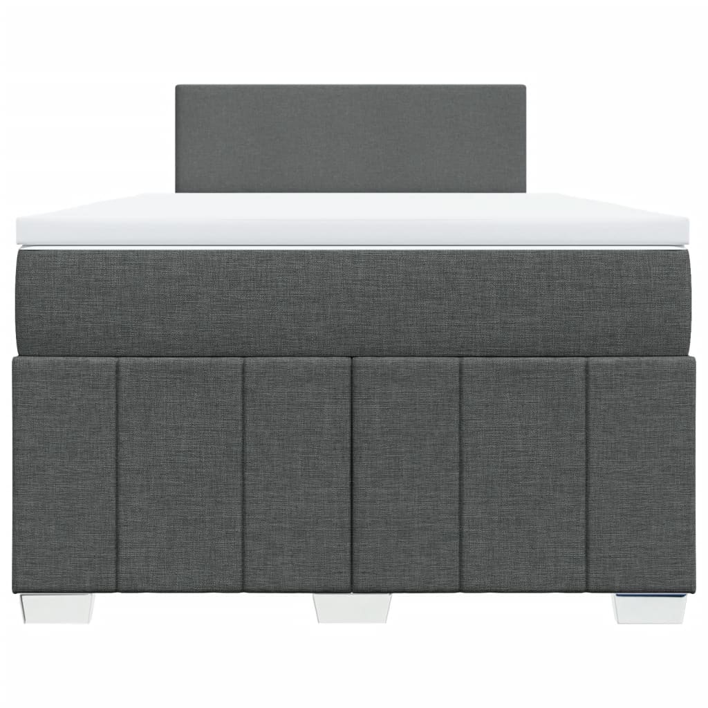 Slatted bed base with dark gray mattress 120x190cm fabric