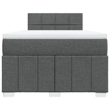 Slatted bed base with dark gray mattress 120x190cm fabric