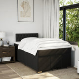 Slatted bed base with black mattress 120x190 cm fabric