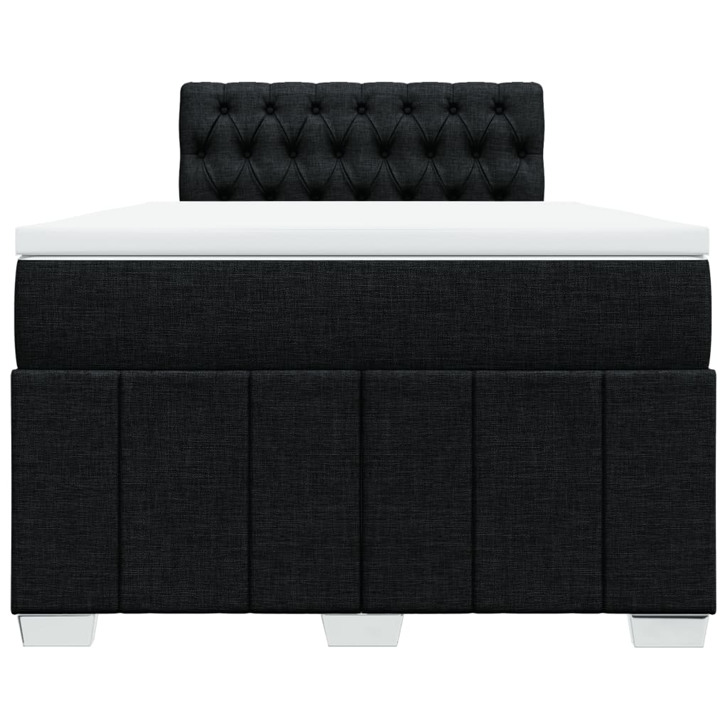 Slatted bed base with black mattress 120x190 cm fabric