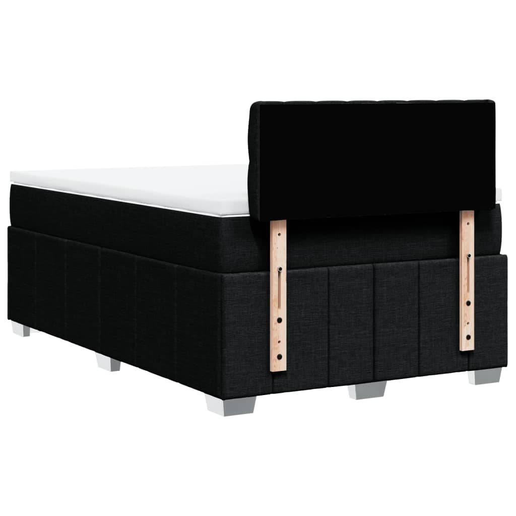 Slatted bed base with black mattress 120x190 cm fabric