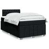 Slatted bed base with black mattress 120x190 cm fabric