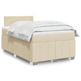 Bed slatted base with mattress Cream 120x200 cm Fabric