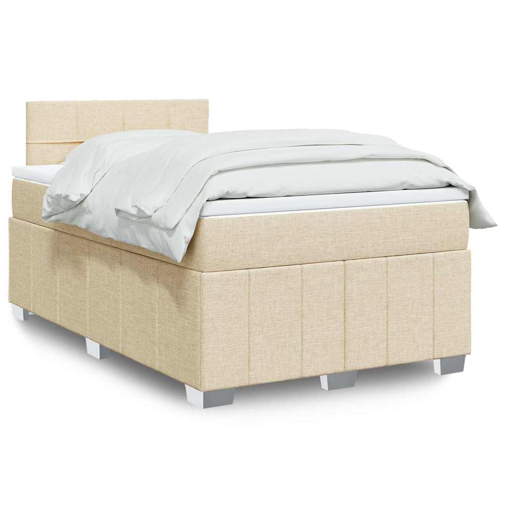 Bed slatted base with mattress Cream 120x200 cm Fabric