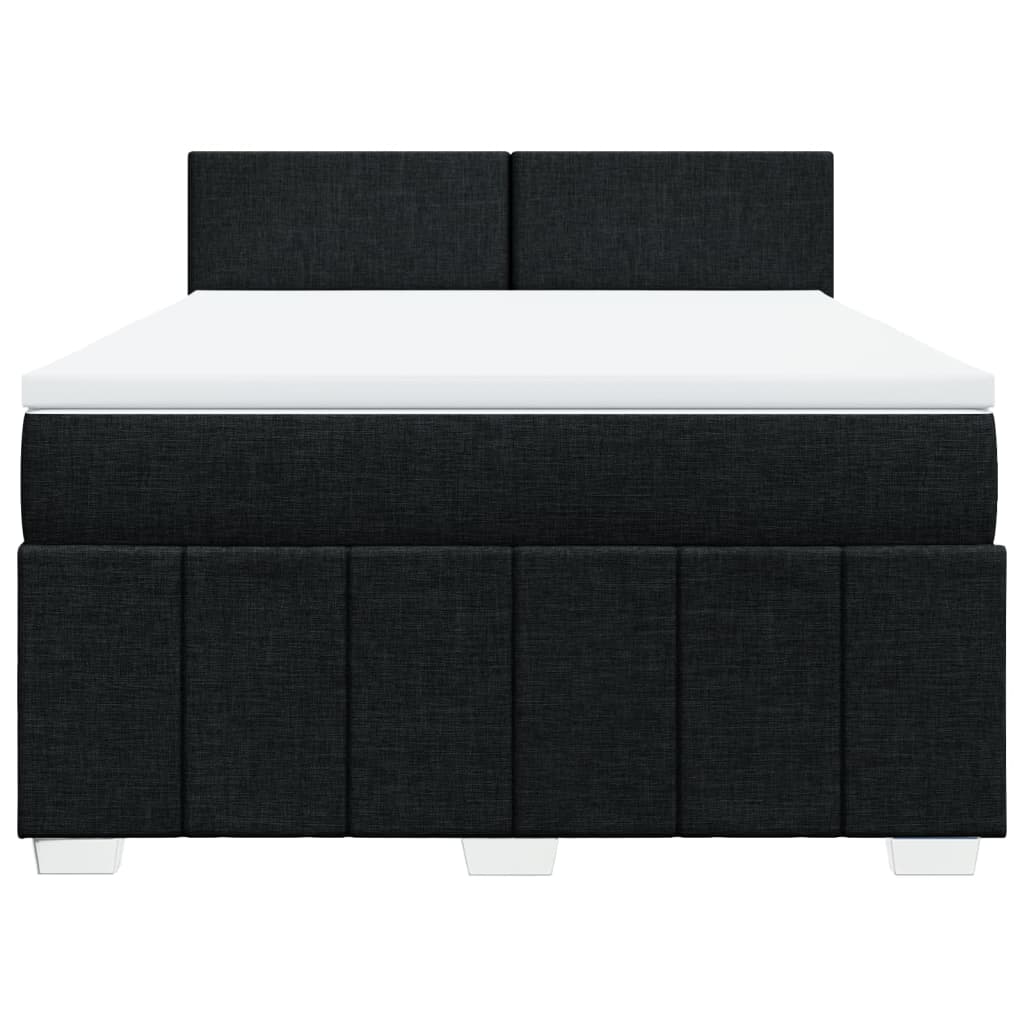 Sommier à lattes de lit avec matelas Noir 140x190 cm Tissu