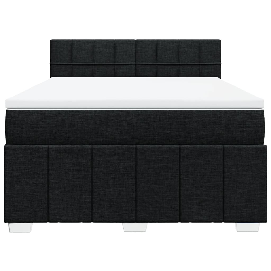 Sommier à lattes de lit avec matelas Noir 140x190 cm Tissu