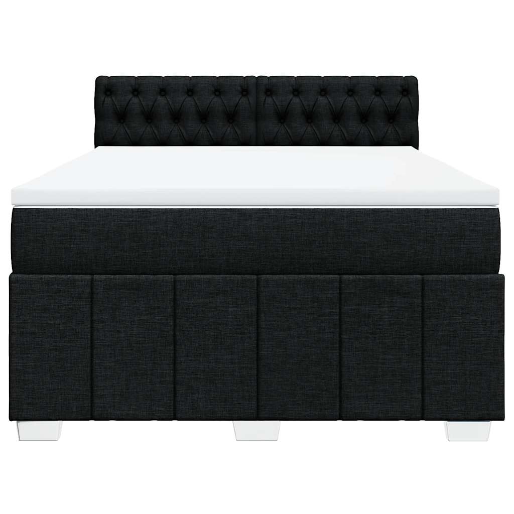 Sommier à lattes de lit avec matelas Noir 140x190 cm Tissu