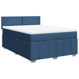 Slatted bed base with mattress Blue 140x200 cm Fabric