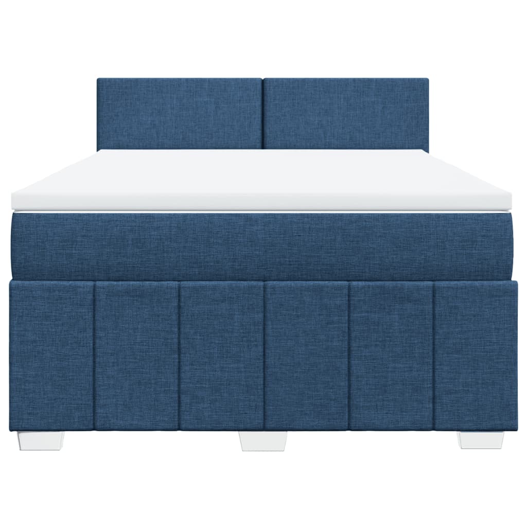 Slatted bed base with mattress Blue 140x200 cm Fabric