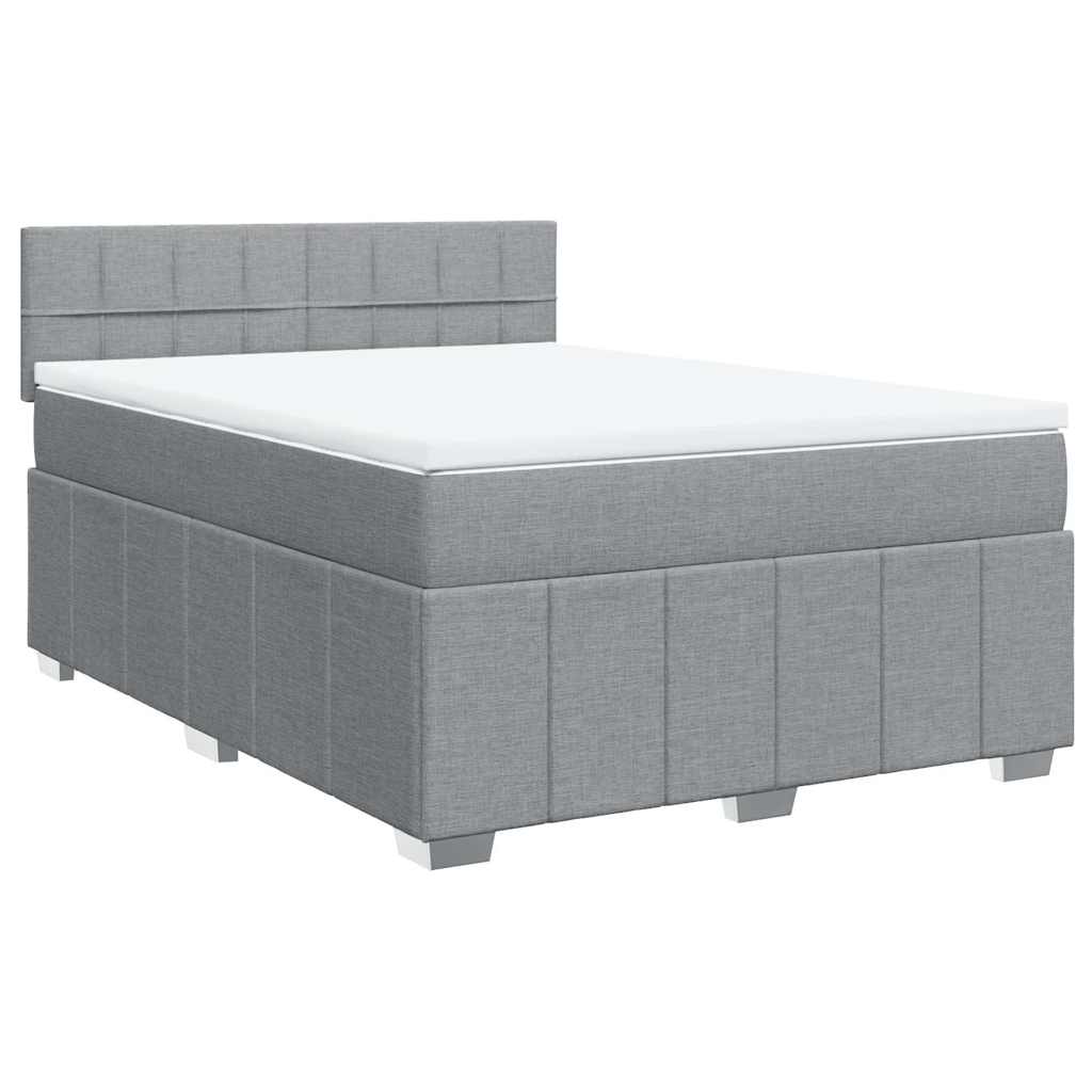 Sommier à lattes de lit avec matelas Gris clair 140x200cm Tissu