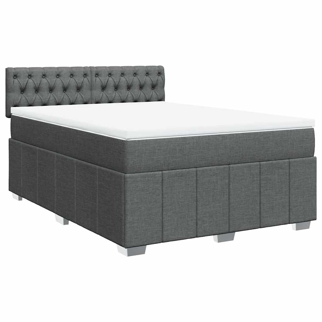 Sommier à lattes de lit avec matelas Gris foncé 140x200cm Tissu