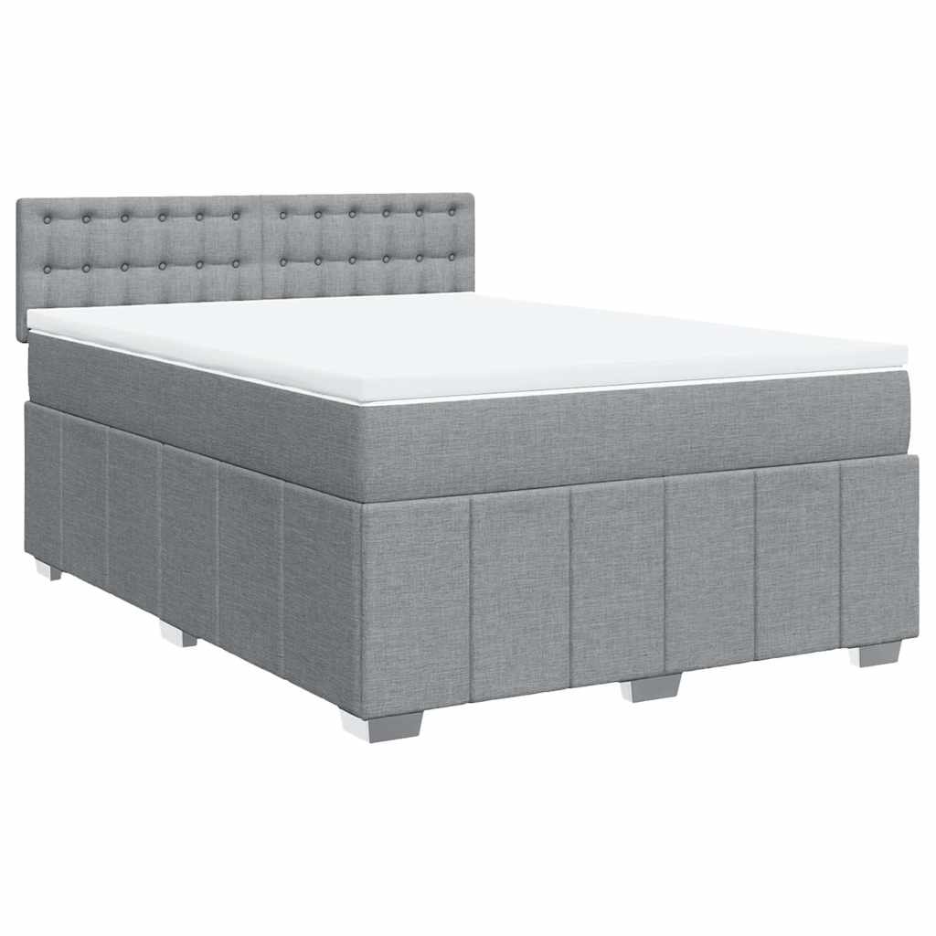 Sommier à lattes de lit avec matelas Gris clair 140x200cm Tissu