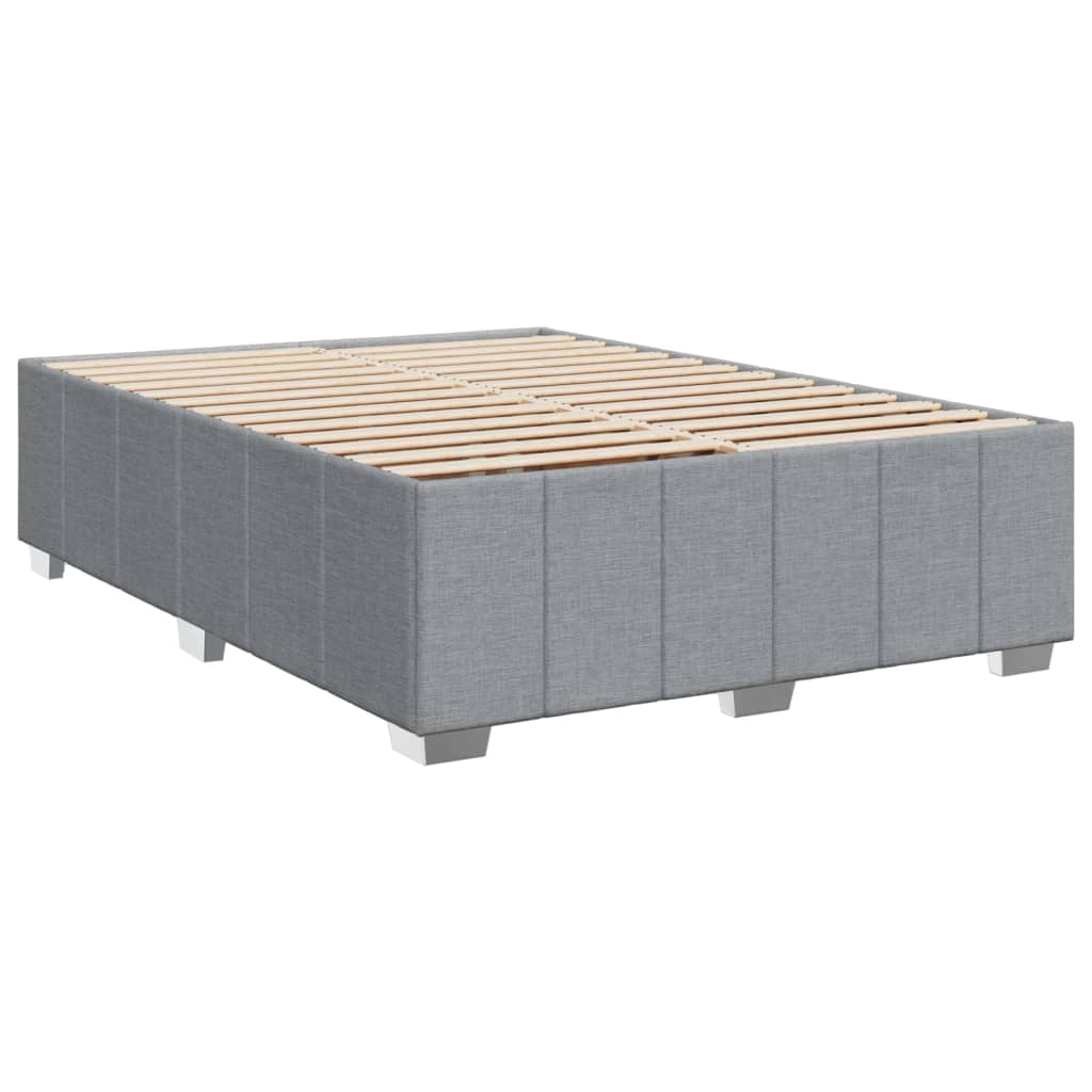 Slatted bed base with mattress Light grey 160x200cm Fabric