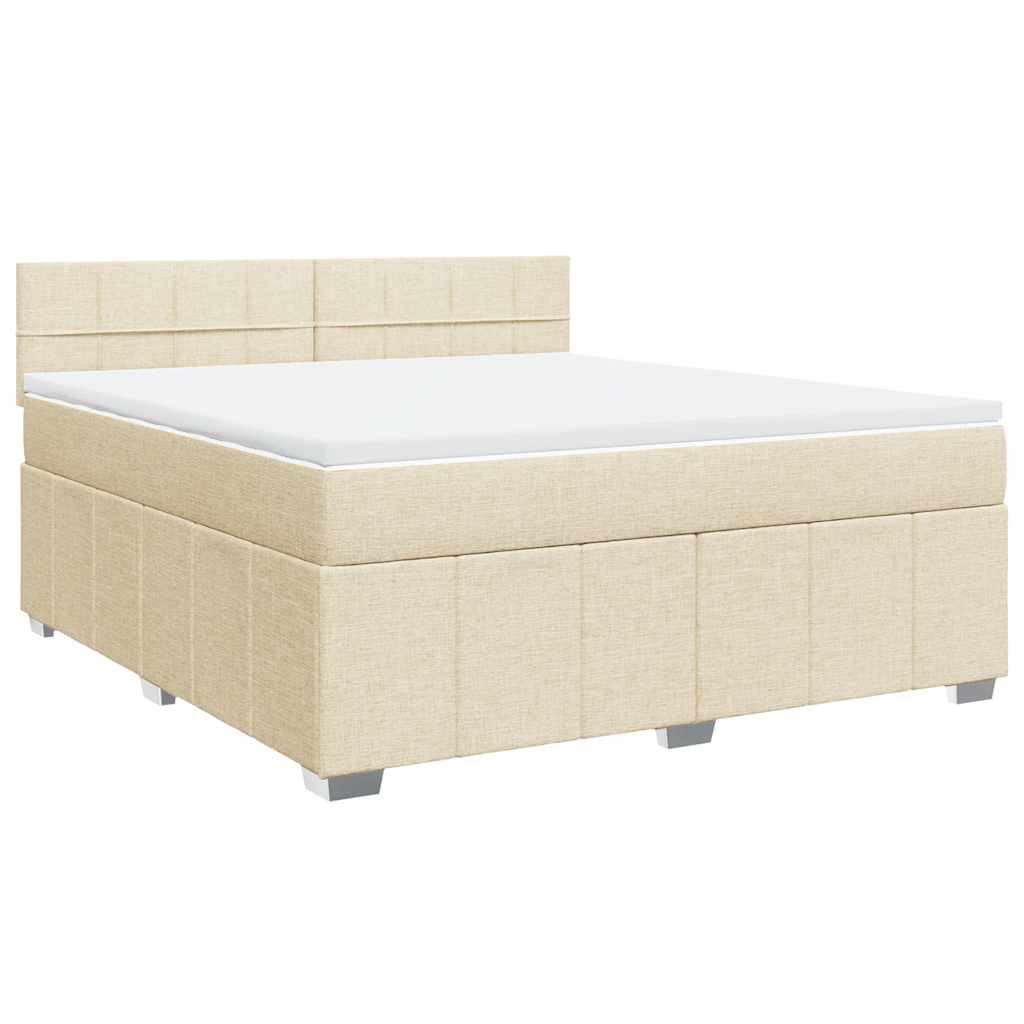 Bed slatted base with mattress Cream 180x200 cm Fabric