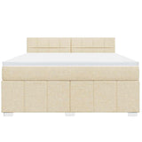 Bed slatted base with mattress Cream 180x200 cm Fabric