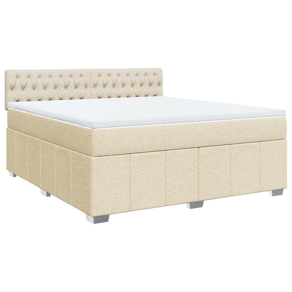 Bed slatted base with mattress Cream 180x200 cm Fabric