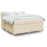 Bed slatted base with mattress Cream 180x200 cm Fabric