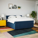 Slatted bed base with mattress Blue 180x200 cm Fabric