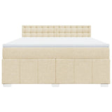 Bed slatted base with mattress Cream 180x200 cm Fabric