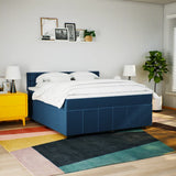 Slatted bed base with mattress Blue 180x200 cm Fabric