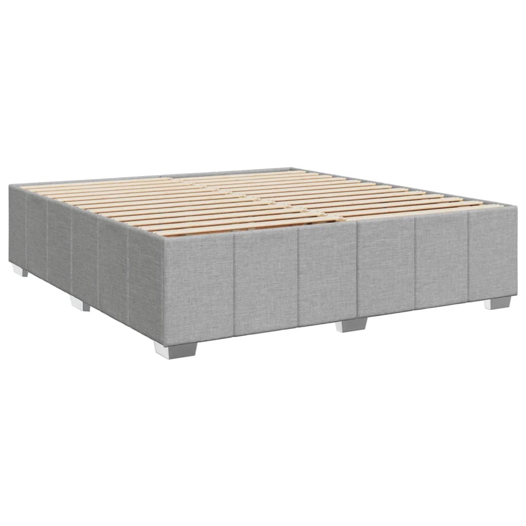 Slatted bed base with mattress Light grey 200x200cm Fabric