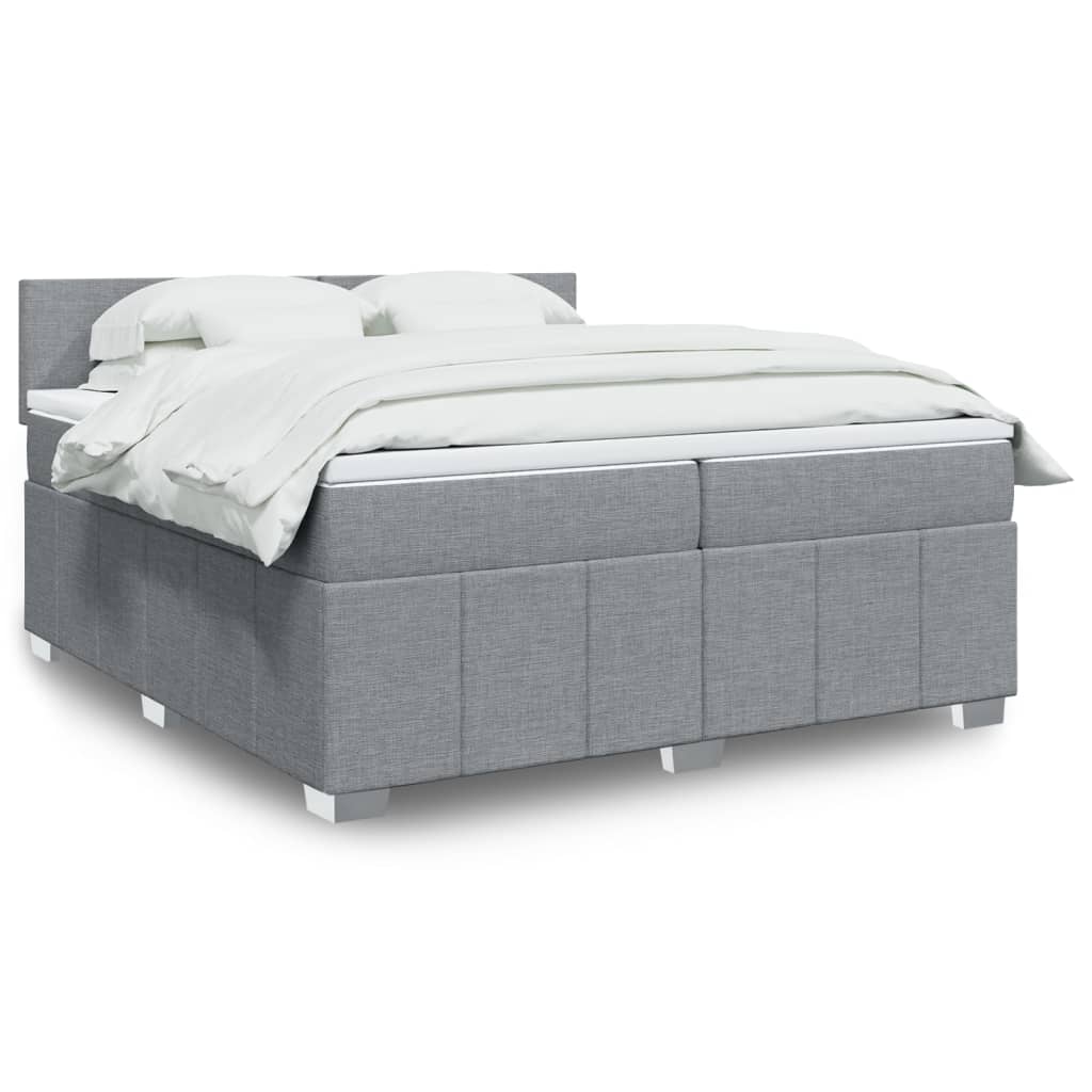 Slatted bed base with mattress Light grey 200x200cm Fabric