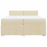 Bed slatted base with mattress Cream 200x200 cm Fabric