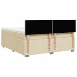 Bed slatted base with mattress Cream 200x200 cm Fabric