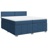 Slatted bed base with mattress Blue 200x200 cm Fabric